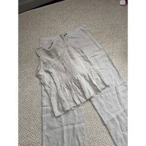 sita murt Linen Flax Outfit Set Wide Leg Pants, Tank Minimalist Country Travel